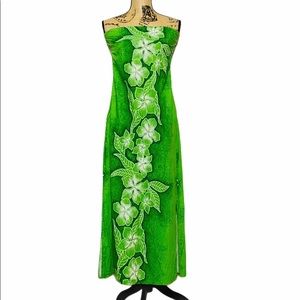 Vintage Green Sleeveless Beach Floral Boho Dress